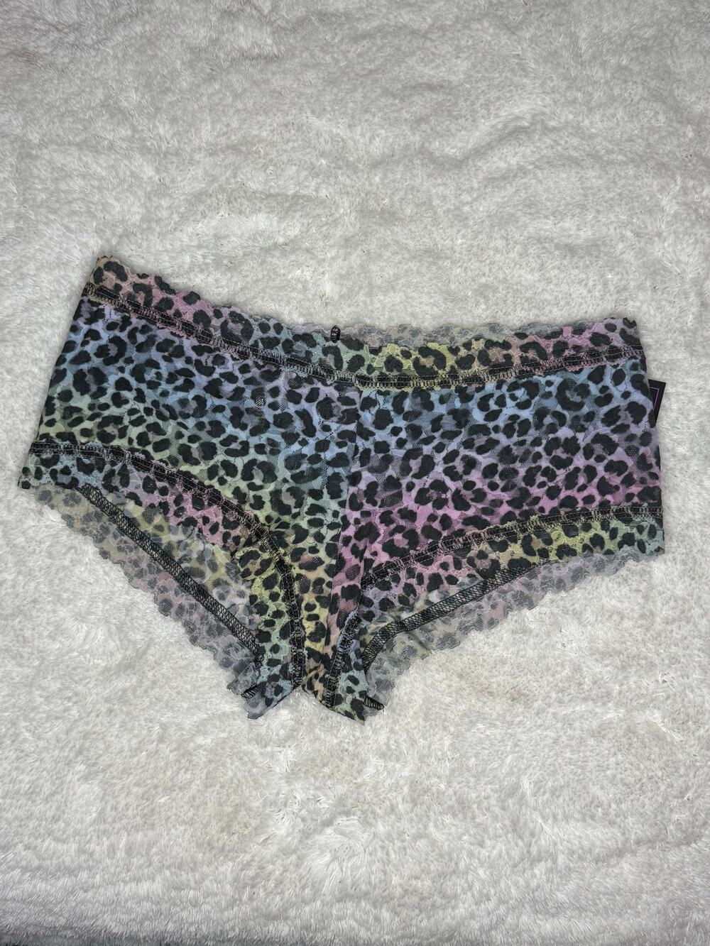 NWT Hanky Panky Leopard Lace Boyshort Panties Pastel Animal Print Sz XS
